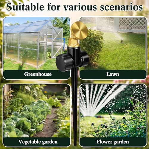 Tioncy 4 Pack Metal Lawn Sprinkler for Yard with Brass Nozzle & Aluminum Alloy Spike Base, Adjustable Automatic Garden Sprinkler System with Screen Gasket for Lawn Garden Yard Greenhouse(Black) - color: Black