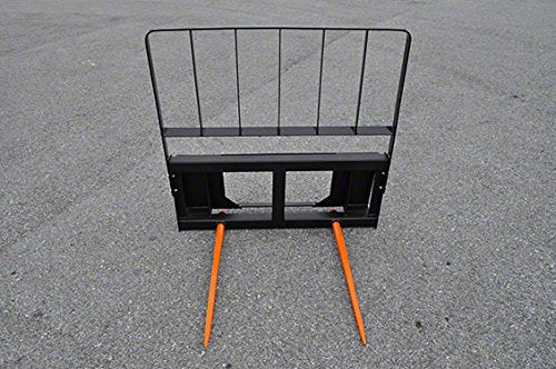 Skid Steer Attachment, 2 x 39" Hay Bale Spear w/Guard-WD, Rated 3000 LB, Quick Attach - size: 2 x 39" W/ Guard
