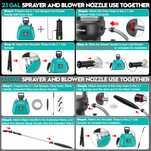 2-in-1 Mist Sprayer Compatible with EGO Leaf Blower, 2.1 Gal, No Blower - color: Green