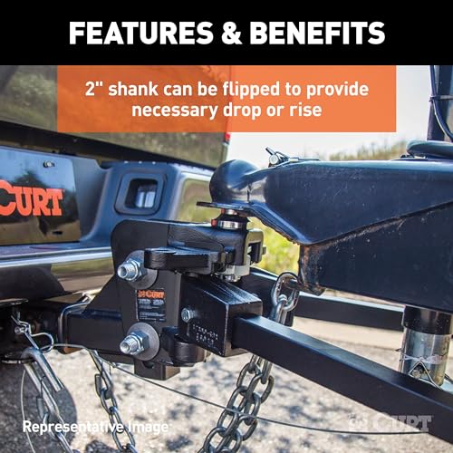 CURT 17422 Short Trunnion Bar Weight Distribution Hitch with Sway Control, Up to 15,000 lbs., 2-Inch Shank, 2-5/16-Inch Ball - size: 15k lbs Capacity
