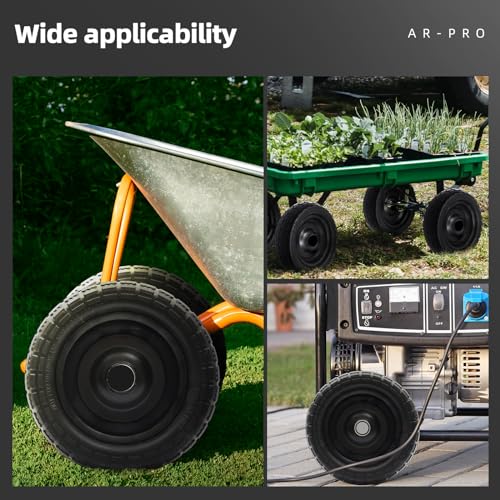AR-PRO 10" Solid Flat Free Wheels for Garden Carts, 4-Pack - size: 10" Solid Tire (4-Wheel)