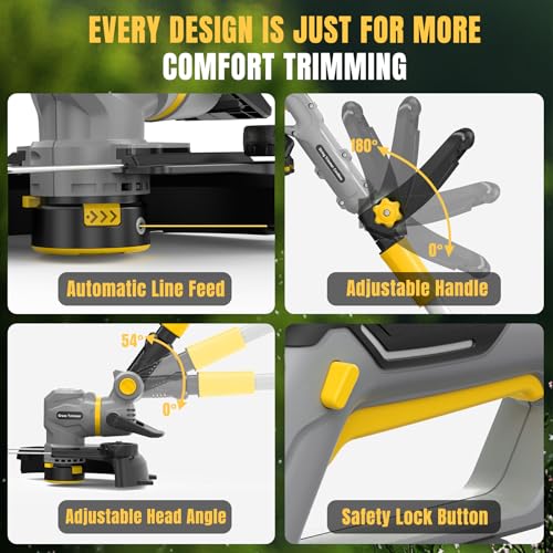 12" 21V Weed Wacker Cordless, 2 in 1 String Trimmer and Edger - color: Yellow