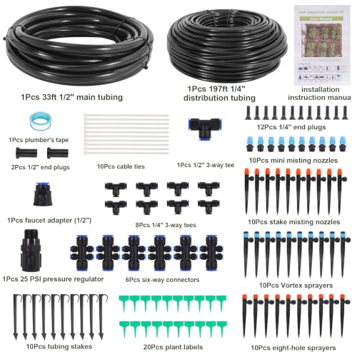 Drip Irrigation System 230FT,Garden Watering Kit for Gardens,Potted Plants - size: 230FT