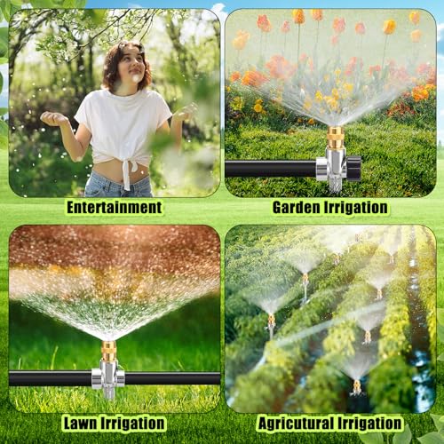 Tioncy 4 Pack Metal Lawn Sprinklers with Adjustable Brass Nozzle, Silver - color: Silver