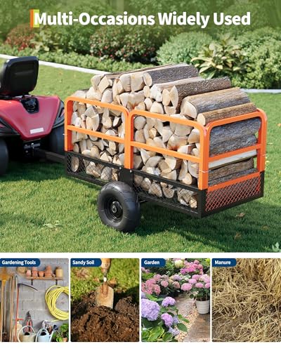 Heavy Duty Steel ATV Tow-Behind Dump Cart-1600Lbs Capacity & 22 Cubic Feet