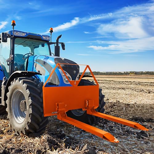46" Pallet Fork Quick Attach Mount Skid Steer Attachments with Hitch Ball 2600 lbs Capacity Compatible with Loaders Tractors, Orange