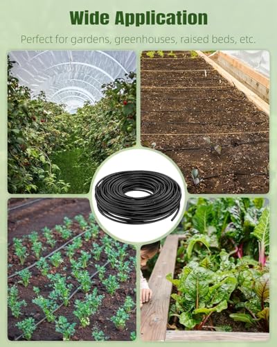 Pawfly 100 ft. 1/4" PE Irrigation Dripline Tubing, Black Polyethylene Distribution Line, Quick-Connect Compatible Drip Hose for Small Garden & Potted Plants - size: 100 FT 1/4" Irrigation Dripline Tubing