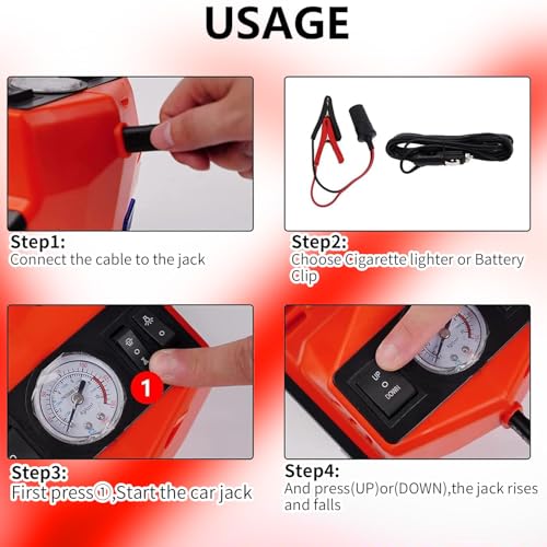 ROGTZ Electric Hydraulic Car Jack Kit 5T Impact Wrench Tire Inflator Pump - color: Red+Wrench