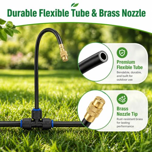 Bonviee 120FT Drip Irrigation System with Adjustable Nozzles - size: 120 feet