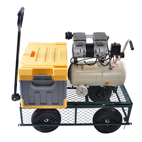 Heavy-Duty Outdoor Utility Cart - Garden Wagon Cart With Removable Sides - Steel Rolling Tool Cart - Foldable Lawn Cart with Wheels - Flatbed Gardening Cart - Yard And Farm Dump Cart wit Handle- Green - color: Green