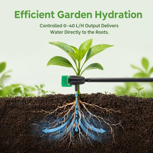 10PCS Drip Irrigation Emitters, 360 Degree Adjustable Water Flow Drippers, Automatic Plastic Parts for 1/4 Inch Tubing, Garden Lawn Potted Plants Greenhouse