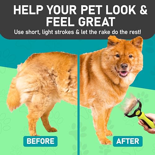 Maxpower Planet Pet Grooming Brush - Double Sided Shedding, Dematting Undercoat Rake for Dogs and Cats - Extra Wide Dog Grooming Brush - Yellow - color: Yellow, size: Large