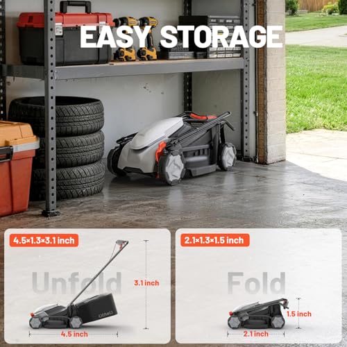 Litheli Cordless Lawn Mower 14 Inch, Brushless Motor Push Mower with Zero Maintenance, 5.0Ah Battery & Charger, Cuts up to 3000 Sq. Ft, 5-Position Height Adjustment (1-2.5 in), Lightweight Design - size: 14 Inch(1x5.0Ah & Charger)