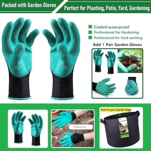 200 Gallon Big Raised Garden Bed Bag (50x24 inch) Large Plant Grow Bag for Tomato,Potato Planter,Herbs Veggies Planter,Flower Bed,Plant Container,Yard Waste,Lawn Debris,Leaf Bag with Gardening Gloves - size: 200 Gallon (50x24 inches)