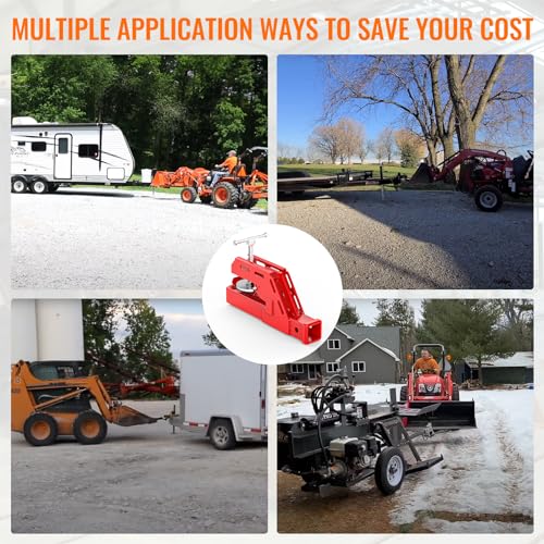 Tractor Bucket Hitch Receiver with Non-Slip Pad, 2" Ball Mount Receiver