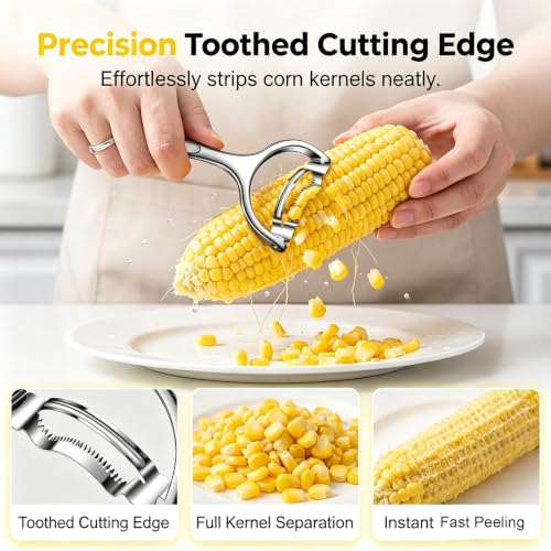 Corn Peeler, Corn stripper for corn on the cob remover tool,Stainless steel multifunctional Kitchen Grips Corn planer Cob Cutter kernels, Dishwasher Safe Kitchen Gadget