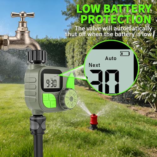 Sprinkler Timer for Garden Hose - Irrigation Timer for Outdoor Faucet, Automatic Programmable Watering Irrigation with Rain Delay/Manual Mode, Watering System Drip Irrigation for Yard Lawn Pool
