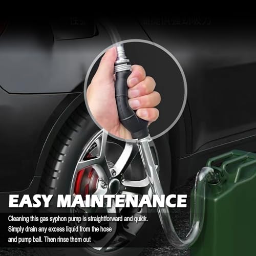 Gas Siphon Pump for Gasoline with 6.5Ft Fuel Siphon Hose,Enlarged Caliber Gas Syphon Hand Pump for Oil,Water,Professional Fuel Siphons Pumps Kit with Clip,Extension Nozzle