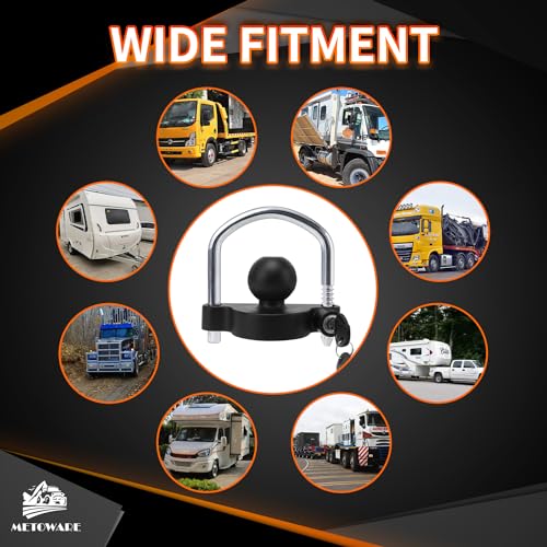 METOWARE Trailer Coupler Lock, Fit 1-7/8", 2", 2-5/16" Coupler, Black - color: Black Matte, size: 1 PACK
