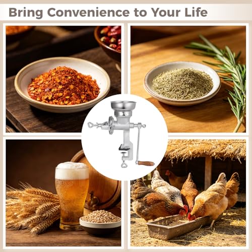Corn Grinding Machine,Hand Mill GrainGrinder Cast Iron Manual Crank Grain Grinder,Wheat Grinder with Adjustable Coarseness & Wooden Handle for Corn, Coffee, Beans, Nuts, Domestic Use