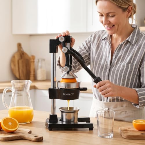 Manual Cast Iron Lemon Squeezer, Black Citrus Juicer - color: Black