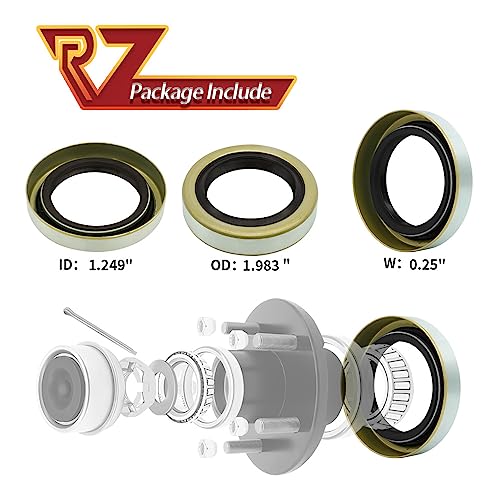 RV Murts 4 Double Lip Grease Seals ID 1.249" x OD 1.983" for 2000-2200 lbs Trailer Axle Dexter Replacement, Sealer as 12192TB 203029 for Spindles Hub Wheel, Electric Brake Assemblies for Boat Trailers - size: ID 1.249''x OD1.983''