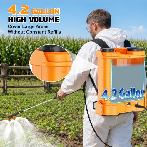 4.2Gal Auto-Mixer Backpack Sprayer Compatible for Dewalt 20V Battery