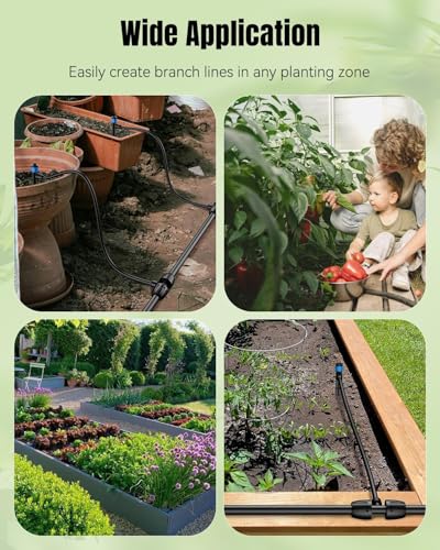 Pawfly 12 Pcs 1/2'' to 1/4'' Barbed Tee Quick Connectors, Drip Irrigation Tee Connectors with Anti-Drop Locked Nuts, Push-to-Fit Drip Irrigation Fittings Parts for Garden Lawn, 3-Way Reducing Tees - size: 12pcs 3 Way Reducing Tee