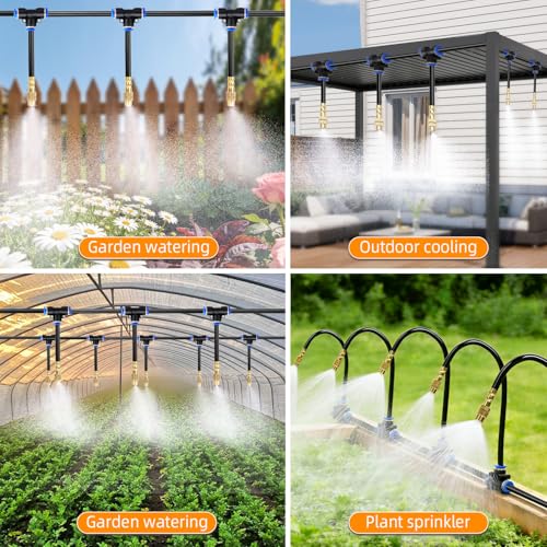 200FT Drip Irrigation System, 2026 Upgrade Garden Watering Kit with 32pcs 360° Adjustable Copper Nozzles, High-Flow DIY Sprinkler System for Large Gardens, Farms, Greenhouses, Lawns (200 ft) - size: 200 ft