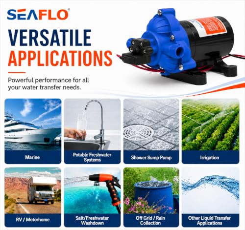 SEAFLO 33-Series Diaphragm Water Pressure Pump (12V | 3.0 GPM | 45 PSI), Blue Housing - style: 3.0 - 45 PSI - Blue Housing