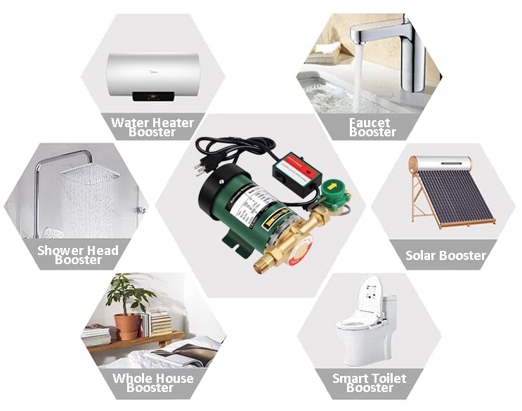 Home Water Pressure Booster Pump, 110V 60Hz Automatic Water Pressure Booster Pump with Automatic Water Flow Switch, Automatic Water Booster System for Household Kitchen Bathroom (90W) - style: 90W 3/4 inch (19mm)