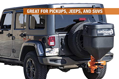 Buyers Products SaltDogg TGSUV1B Tailgate Salt Spreader, 4.4 Cu Ft / 331 lb Capacity, Hitch Mount, for SUV & Pickup Truck, Gravity Feed w/ Manual Gate, 12V Electric Drive, Poly Hopper, Residential Use