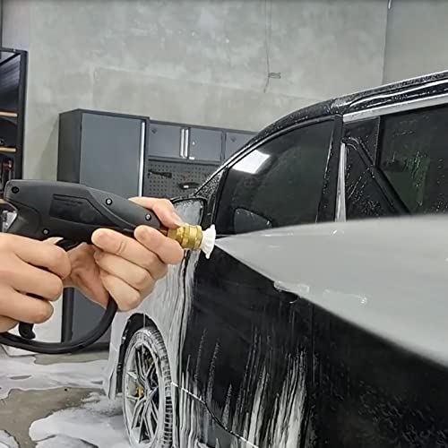 Sooprinse Short Pressure Washer Gun With Foam Cannon, High Pressure Snow Foam Lance, 1/4 Inch Quick Connector, Power Washer Blaster, Car Wash Mitt, 3000 PSI, 1 Liter - color: Black