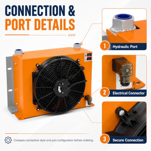 AH1417T-CA Hydraulic Oil Cooler 12V DC 120W Air Oil Cooler with Fan - color: AH1417T-CA Hydraulic Oil Cooler
