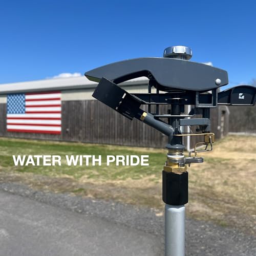 Heavy Duty Tripod Sprinkler 300003, Long Range Sprinkler with 100 FT Reach, 6 Feet Adjustable Tripod Height, 360° Range Control, for Farm, Lawn, Field, Orchard Irrigation by New England Garden Tools