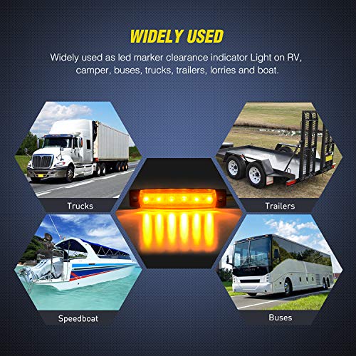 Nilight 3.8 Inch 6 LED Amber Trailer Side Marker Lights,10 Pack - color: 3.8" Amber 10Pcs