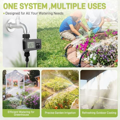 66FT Drip Irrigation System with Water Timer, Automatic Garden Watering Kit