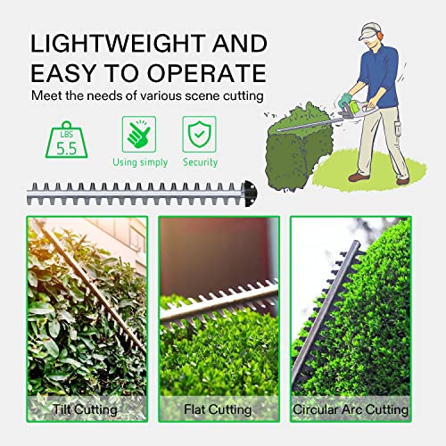 VIVOSUN 20" Cordless Hedge Trimmer, 20V Electric Bush Trimmer, 1400 RPM Shrub Trimmer, Dual-Action Laser Blade, 3/5" Cutting Capacity, Lightweight & Compact Trimmer, Battery and Fast Charger Included - size: Hedge Trimmer with 20V Battery (1 Pack)