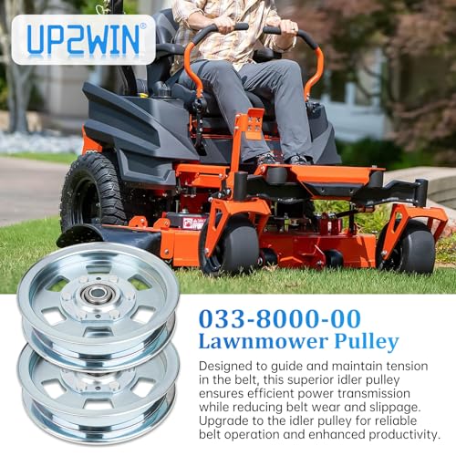UP2WIN 033-8000-00 Flat Idler Pulley Fit for 48" 54" 60" 72" Lawnmower Deck, 033-7201-00 Idler Pulley Compatible with Bad Boy ZT Elite MZ Outlaw Series Mowers, Replace 033-7201-25 033-2000-00, 2 Pack - size: 033-8000-00_2pc