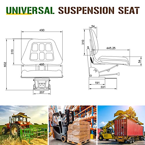 Yellow Universal Tractor Suspension Seat with TILT for John Deere 820 830 1020 1030 1040 1530 2020 2030 2040 2240,For Ford/New Holland Tractor 4000 4100 4110 4330 Shock Absorbing Alloy Steel+PVC