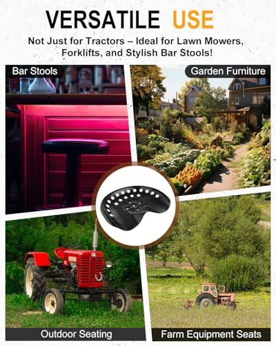 17.7x13.4" Metal Tractor Seat for Lawnmower, Farm 2 Pack Black
