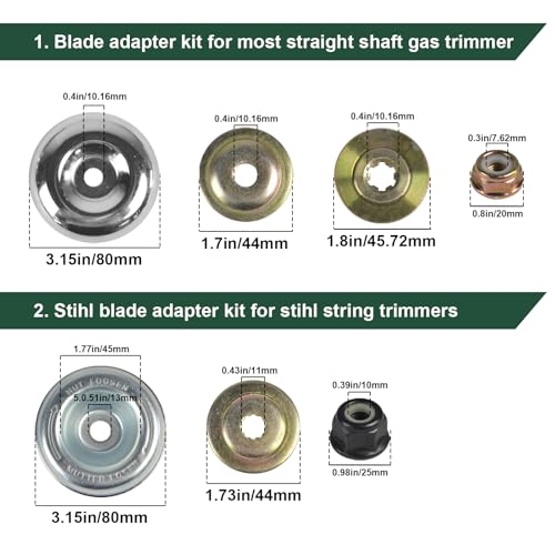 9" x36T/9 x20T/10 x80T/10 x3T Carbide Tip Weed Eater Blades with Adapter