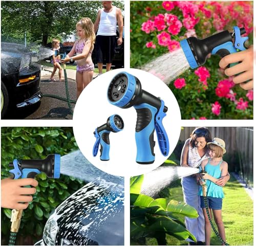 100 ft Expandable Garden Hose - Kink Free Flexible Water Hose 100ft with 10 Pattern Spray Nozzle, 3/4 Solid Brass Connectors, Retractable Latex Core - Lightweight Expanding Hose - size: 100FT