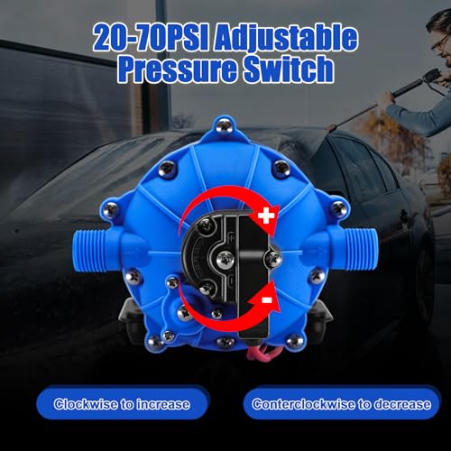 110V AC Washdown Pump Kit, 7.0GPM 70PSI 5 Chamber Self-Priming Diaphragm Water Pump with Pressure Switch and Strainer,Ideal for RV,Marine,Yacht Sprayer and Pressure Washing - size: 110V-7GPM-70PSI kit