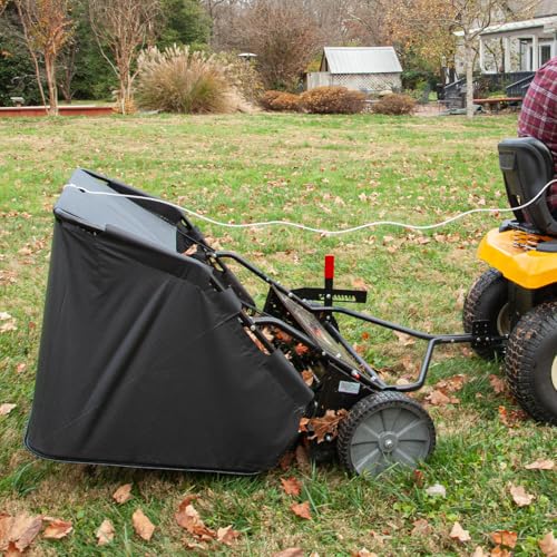 Brinly 42" Tow-Behind Lawn Sweeper in Hammered Finish with High-Velocity Brushes, Hammered Black
