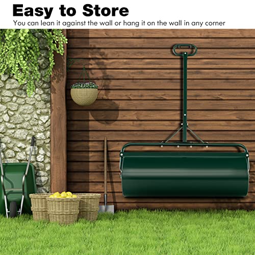 Goplus Push/Tow-Behind Lawn Roller, 17 Gallon/63L Water/Sand-Filled Sod Drum With Detachable Gripping Handle, 12 by 36-Inch, Green - for Garden, Yard, Farm - color: Green, size: 12 by 36-Inch
