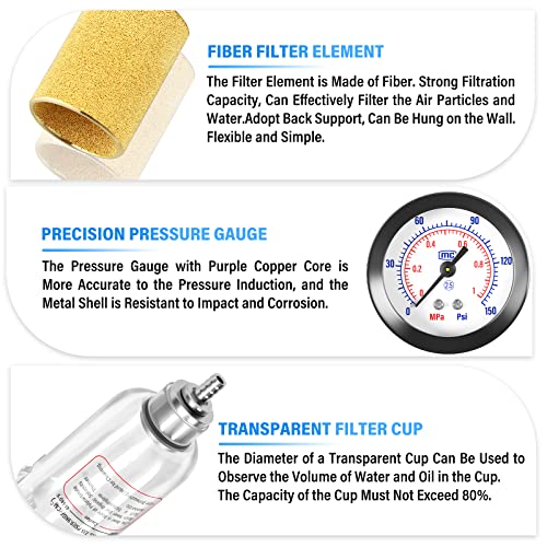 TAILONZ 1/4"NPT Pneumatic Pressure Regulator AFR2000 With Gauge - style: Regulation + Filtration