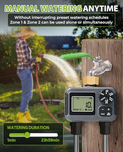 HIRALIY Sprinkler Timer, Water Timer for Garden Hose 2 Zone