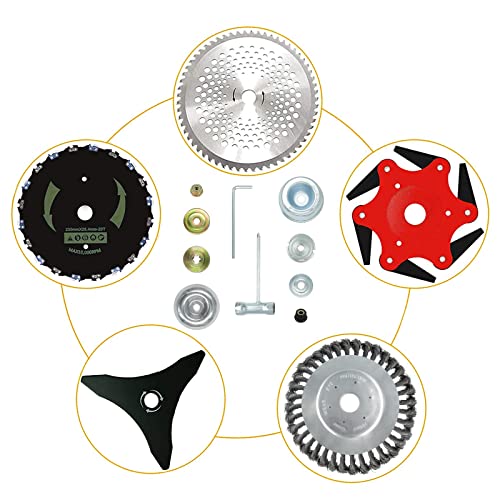 8'' Steel Wire Wheel Brush Weed Trimmer Head for Most Straight-Shaft String Trimmer & Brush Cutter & Weed Eater & Weed Wacker (with 2 Kinds of Blade Adapter Kit)