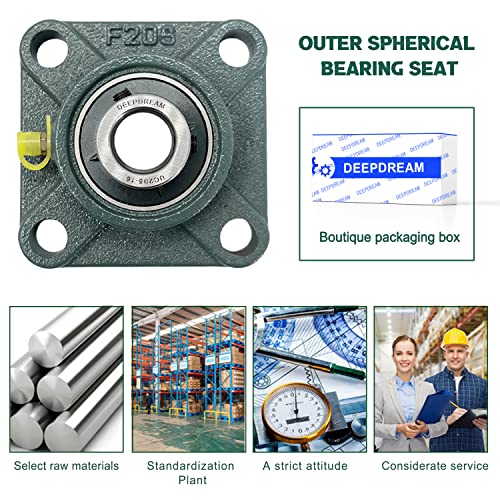 4 PCS of DEEPDREAM UCF205-16 Pillow Block Bearings, 1 inch Bore, Square Flange Mounted Pillow Block Bearing, 4-Bolt Flange Bearing, Self Alignment - size: UCF205-16-4PSC